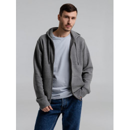 Толстовка на молнии с капюшоном унисекс King, темно-серый меланж