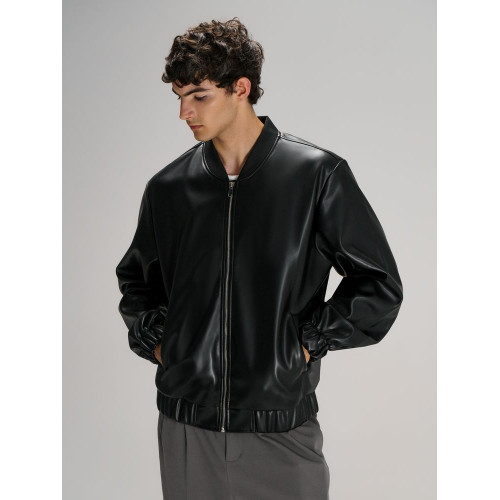Бомбер из искусственной кожи Univer, черный
