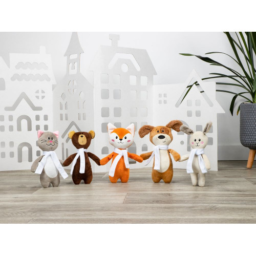 Мягкая игрушка Beastie Toys, мишка с белым шарфом