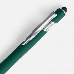 Ручка шариковая Pointer Soft Touch со стилусом, зеленая