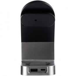 Зарядная станция с часами E-Store для смартфона, часов и наушников, черная