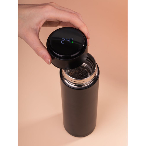 Смарт-бутылка с заменяемой батарейкой Long Therm, черная