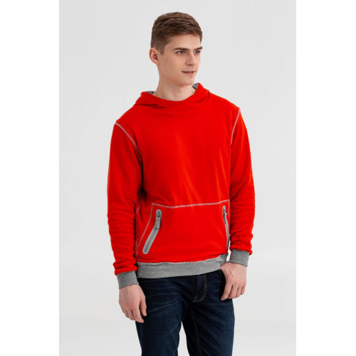 Двусторонняя толстовка Revers, серая с красным