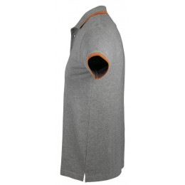 Рубашка поло мужская Pasadena Men 200 с контрастной отделкой, серый меланж с оранжевым