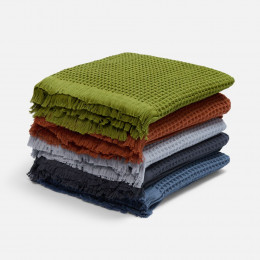 Плед вафельный Elenglect, темно-синий