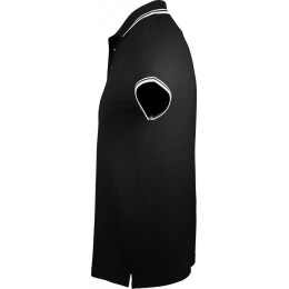 Рубашка поло мужская Pasadena Men 200 с контрастной отделкой, черная с белым