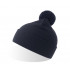 Шапка вязаная  двойная Wind-S, с отворотом и помпоном, тёмно-синий, 100% переработанный полиэстер